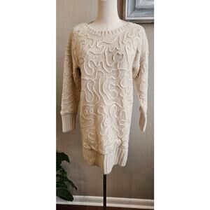 VTG Mayoral Women's Y2K Long Sleeve Textured Knit Pullover Sweater Size 16 Cream